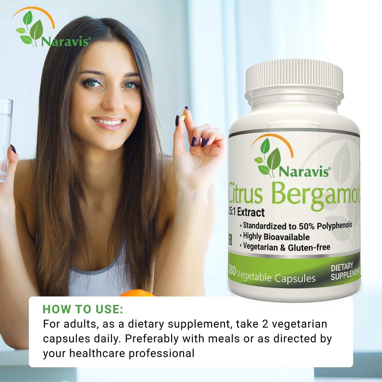 Naravis Citrus Bergamot Extract - 180 Capsules