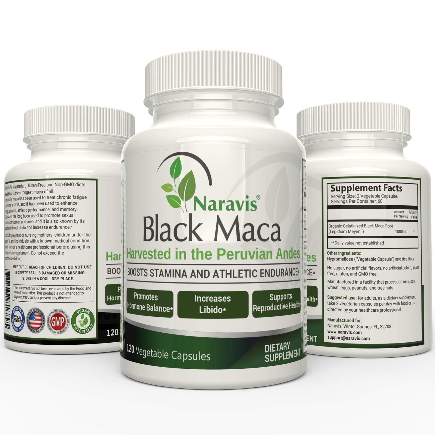 Naravis Black Maca 1000mg - 120 Veggie Capsules