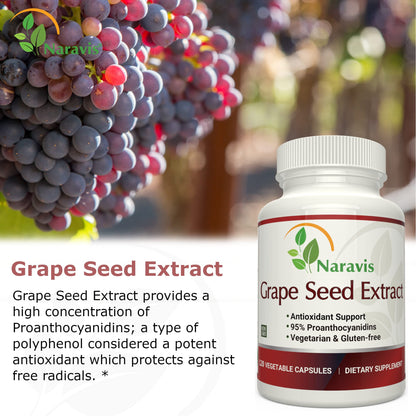 Naravis Grape Seed Extract 400mg - 120 Vegetarian Capsules