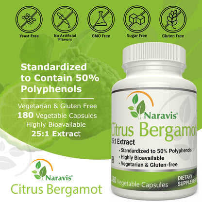 Naravis Citrus Bergamot Extract - 180 Capsules